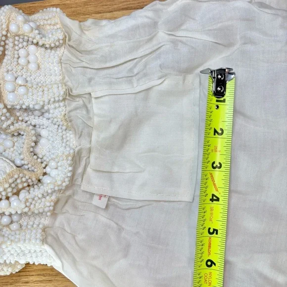 Vintage 1950s Candy Dot Cream & White Double Beaded Hand Bag - Picture 12 of 15